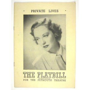 Private Lives Playbill 1949 Plymouth Theatre Tallulah Bankhead Donald Cook